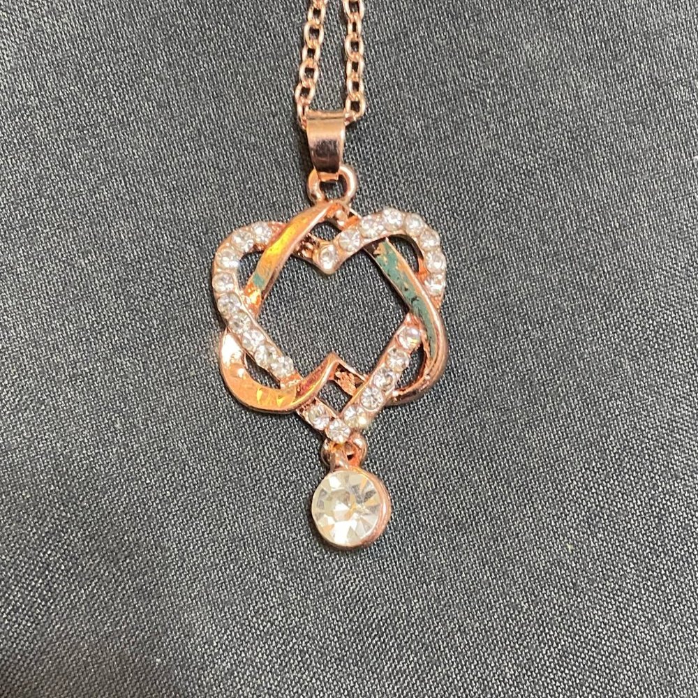 Double Heart CZ Pendant and Chain